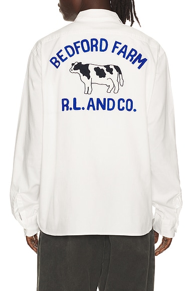 Polo Ralph Lauren Long Sleeve Herringbone Chino Frank Work Shirt in White