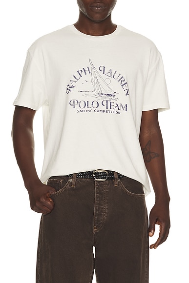 Polo Ralph Lauren Sailing Polo Team Print T-Shirt in Deckwash White