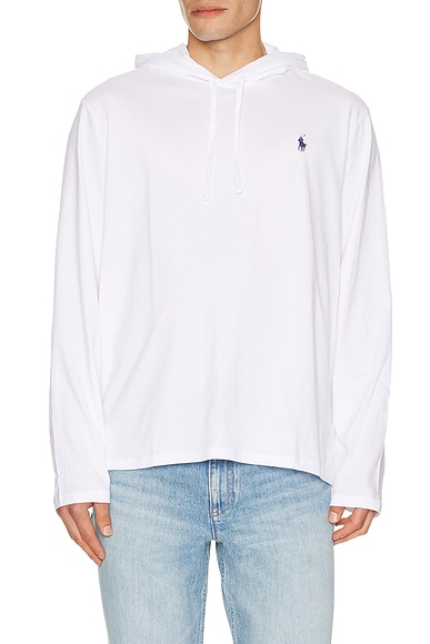 Polo Ralph Lauren Long Sleeve Jersey Knit Hooded T-shirt in White