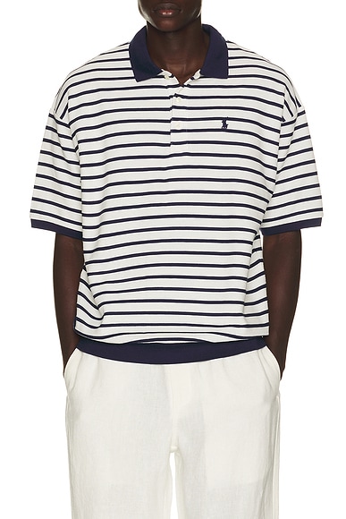 Short Sleeve Yarn Dyed Jacquard Textured Interlock Striped Polo