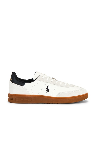 Polo Ralph Lauren Bedford Leather & Suede Low Top Sneaker in White & Black