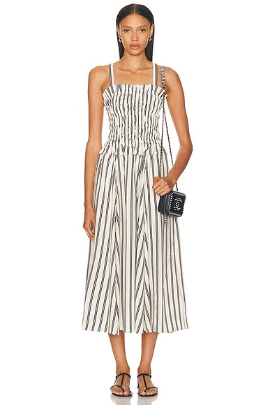 Polo Ralph Lauren Halterneck Midi Dress in 1932 Stripe White & Black