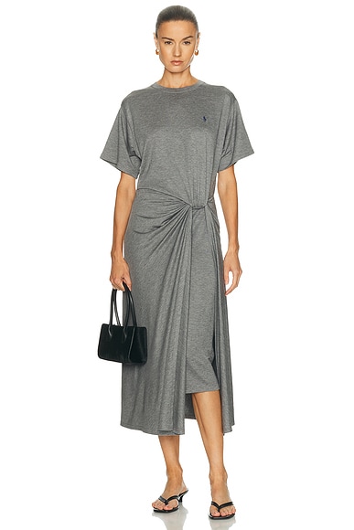 Polo Ralph Lauren Short Sleeve T-Shirt Dress in Cobblestone Heather