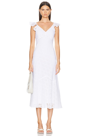 Polo Ralph Lauren Eyelet Short Sleeve Cocktail Dress in White