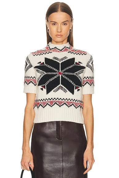 Polo Ralph Lauren Short Sleeve Sweater in Authentic Cream Multi