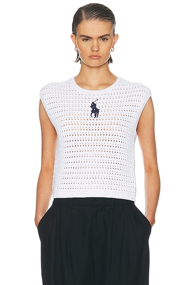 Polo Ralph Lauren Short Sleeve Pullover Sweater in White