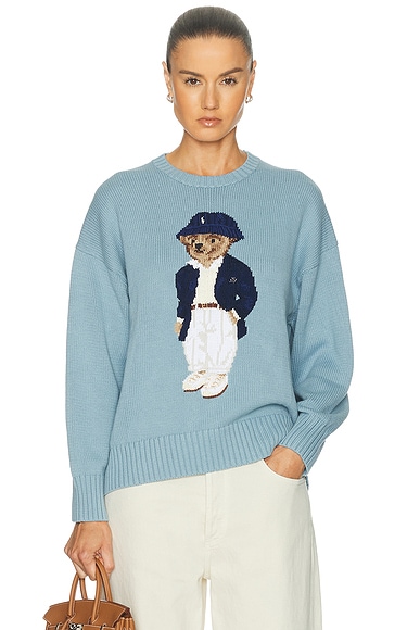 Polo Ralph Lauren Long Sleeve Bear Crew Neck Sweater in Blue Note