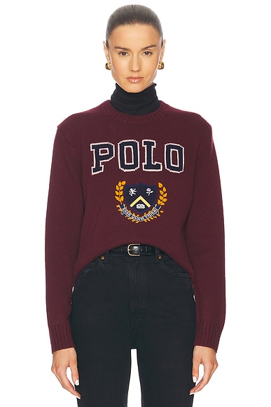 Polo Ralph Lauren Long Sleeve Sweater in Rich Ruby Multi