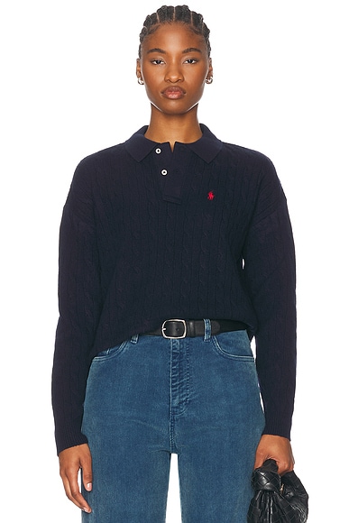 Polo Ralph Lauren Long Sleeve Polo Shirt in Hunter Navy