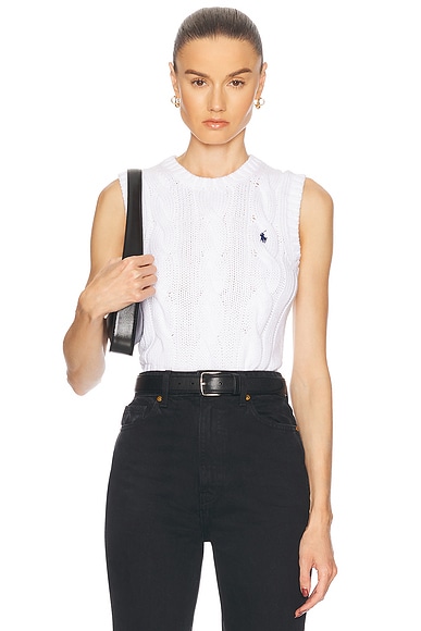 Cable-knit Cotton Cropped Vest