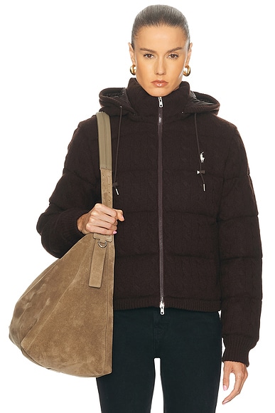 Polo Ralph Lauren Puffer Coat in Walnut Brown Melange