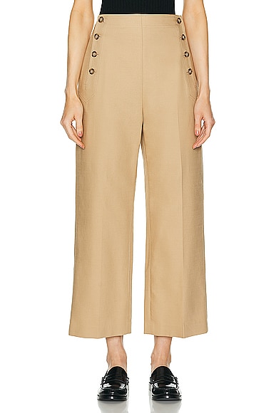 Polo Ralph Lauren Wide Leg Cropped Pant in Monument Tan