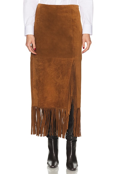 Polo Ralph Lauren Fringe Midi Skirt in Clove