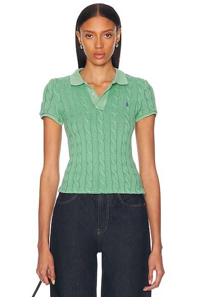 Polo Ralph Lauren Cable Knit Polo Top in Pistachio