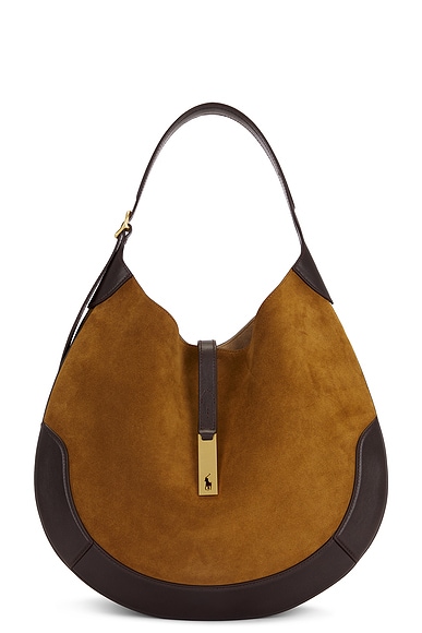 Polo Ralph Lauren Suede Shoulder Bag in Maple & Tobacco