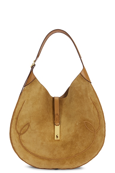 Polo Ralph Lauren Suede Shoulder Bag in Caramel & Tan