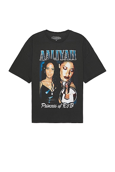 Philcos Aaliyah Princess Of R&B Oversized Tee in Black Pigment