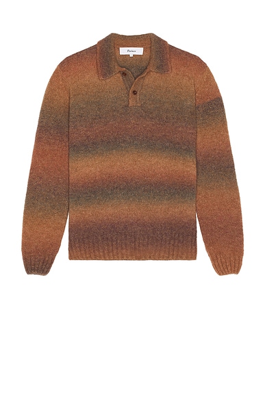 Palmes Alpaca Long Sleeve Knit Polo in Brown