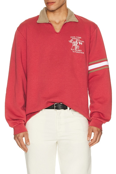 Palmes Forever Open Rugby Shirt in Red