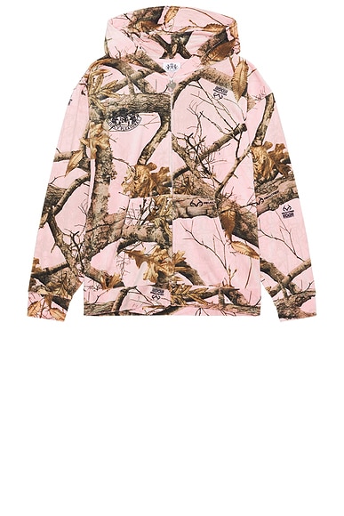 Pleasures Realtree Velour Hoodie in Pink Edge
