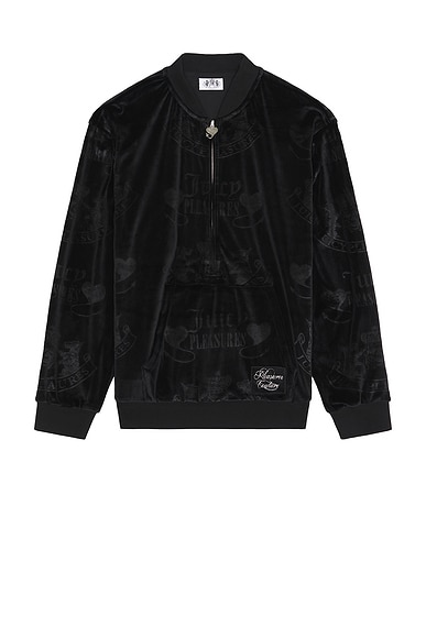 Pleasures Crest Velour Quarter Zip in Black