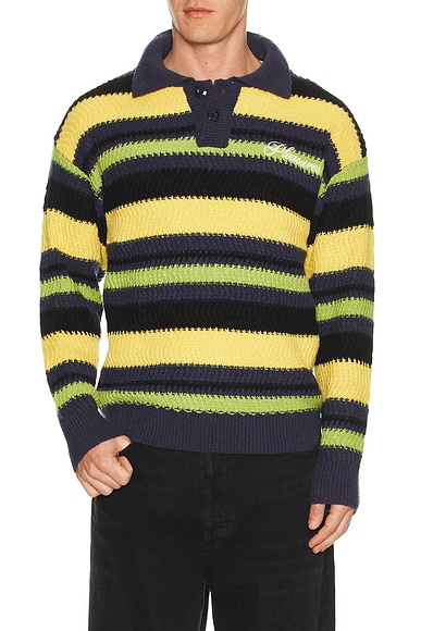 Pleasures Cooper Polo Sweater in Yellow
