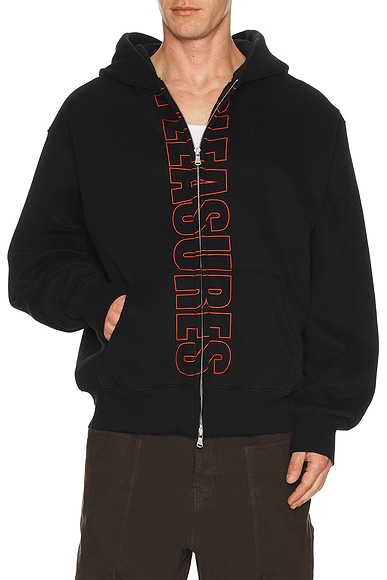Pleasures Impact Zip Hoodie in Black