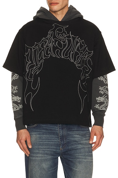 Pleasures Dragon Layered Hoodie in Faded Black