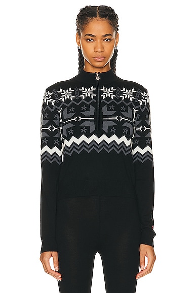 Nordic Half Zip Sweater in Black