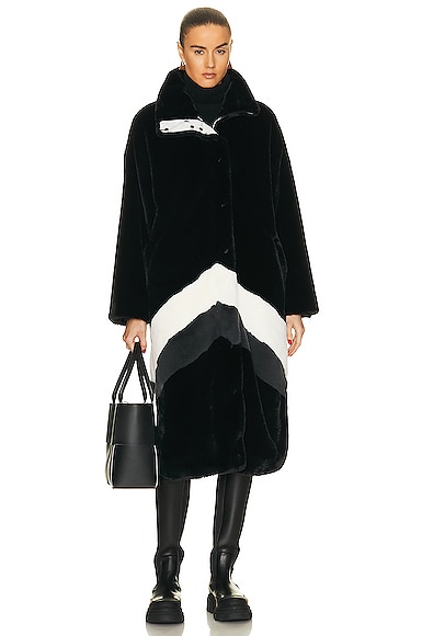 Shop Perfect Moment Astrid Long Faux Fur Coat In Black