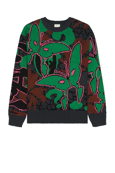 Coppice Graphic Crew Neck Knit in Green