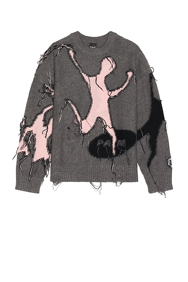 P.A.M. Perks and Mini Freedom Distressed Knit Sweater in Grayz