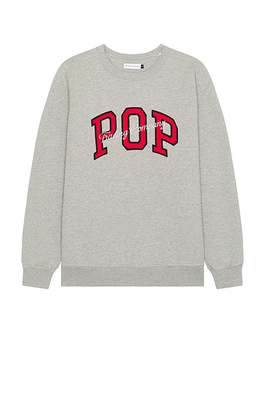 Pop Trading Company Arch Crewneck Sweatshirt in Light Grey Heather