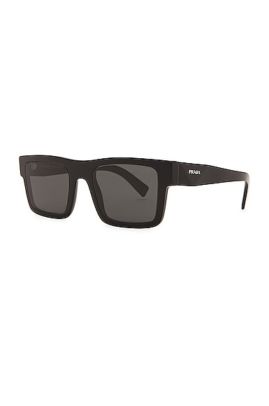 Shop Prada Rectanglular Frame Sunglasses In Black