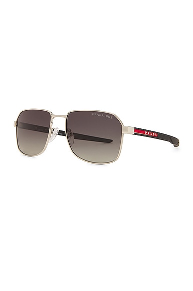 Shop Prada Square Frame Polarized Sunglasses In Grey