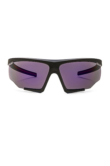 Prada Linea Rossa Shield Frame Sunglasses in Black & Purple