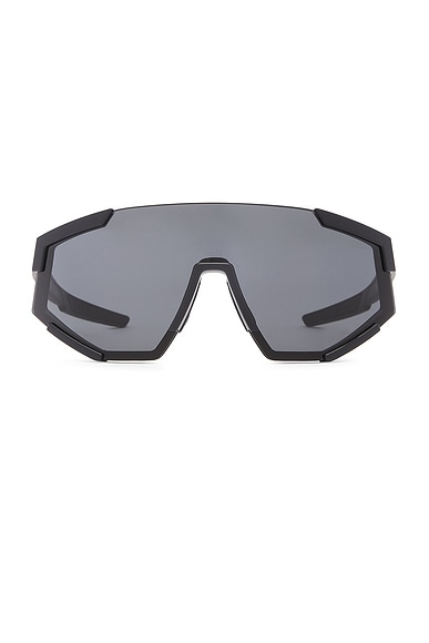 Prada Linea Rossa Shield Sunglasses in Black Rubber