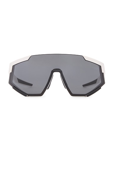 Prada Linea Rossa Shield Sunglasses in White Rubber