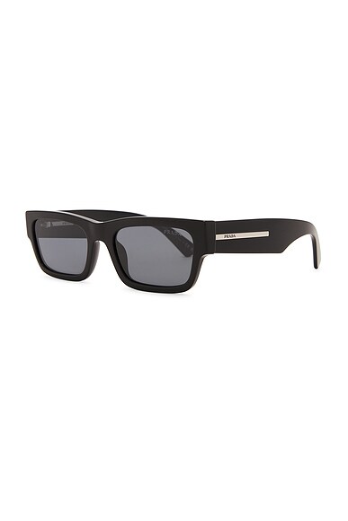 Shop Prada Rectangular Frame Sunglasses In Black
