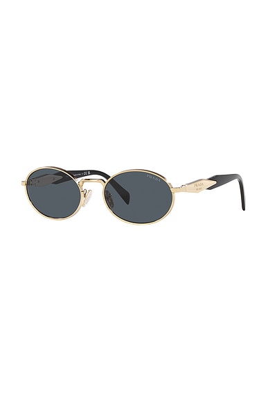 Prada 55mm Oval Sunglasses In Gold