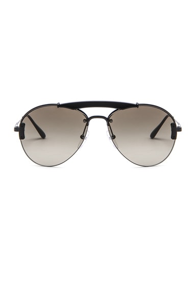 Prada Aviator Sunglasses in Black & Light Green Gradient | FWRD