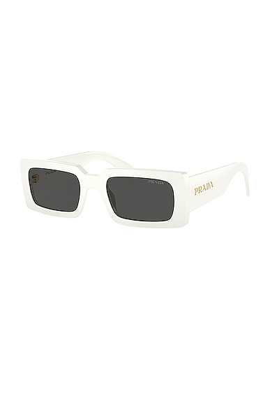Shop Prada Rectangle Sunglasses In White