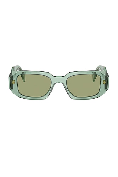 Prada Rectangle Sunglasses in Transparent Green