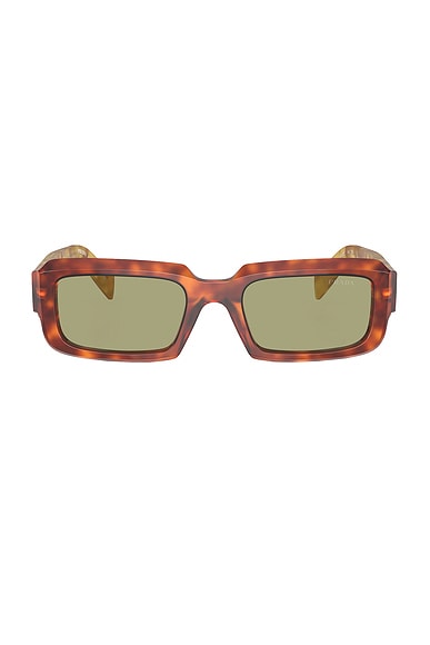 Prada Rectangle Sunglasses in Cognac Tortoise