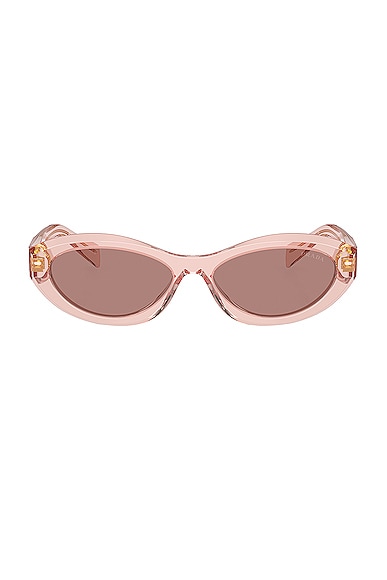 Prada Oval Sunglasses in Transparent Pink
