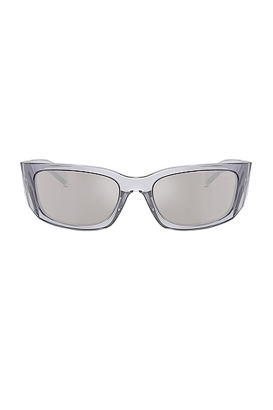 Prada Rectangle Sunglasses in Transparent Silver