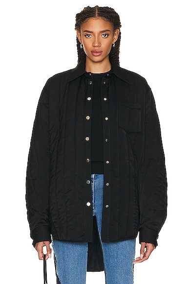 Shop Peter Do Quilted Overshirt In Black