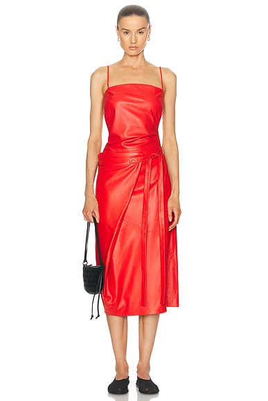 proenza schouler leather dress Delancy in Vermillion collection_fall