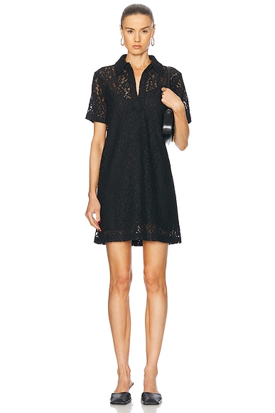 self portrait Embroidered Tiered Mini Dress in Navy FWRD