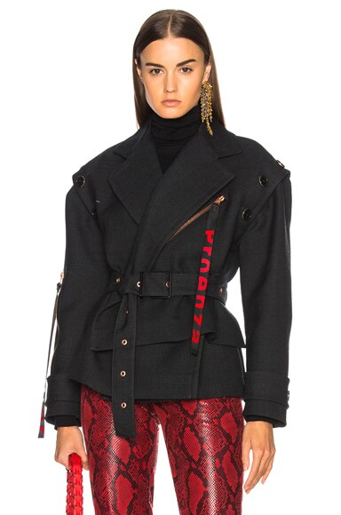 Twill Asymmetric Waisted Short Coat